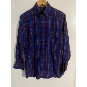 Paul & Shark button down shirt men’s size 40 (M) blue plaid cotton made in Italy